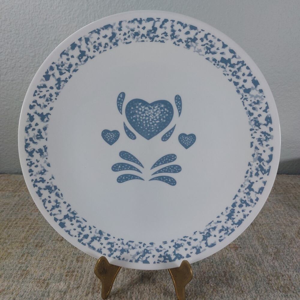 Vintage Corelle Blue Hearts Dinner Plate 10.25 Inches MULTIPLES AVAILABLE USA